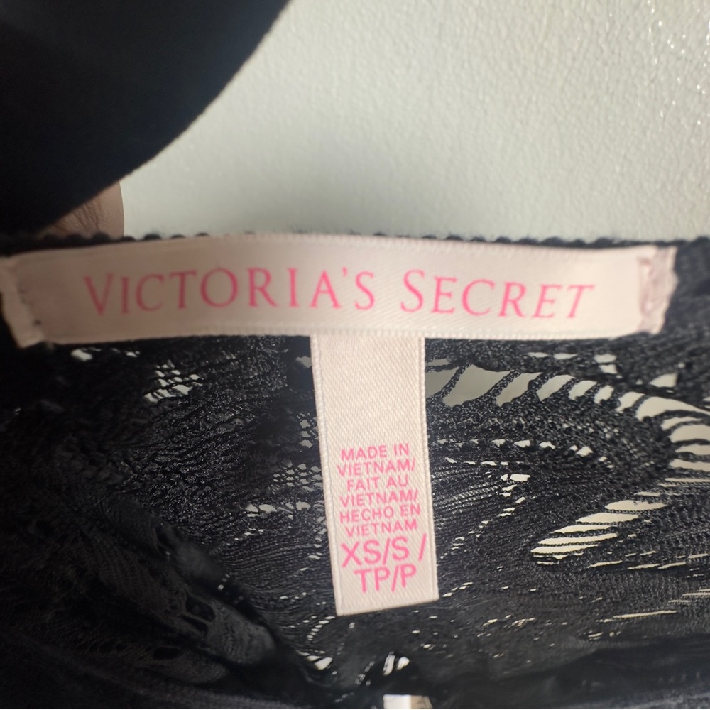 Victoria’s Secret Black Lace Swim Coverup Women Size XS V Neck Fringe Hem - Picture 7 of 12